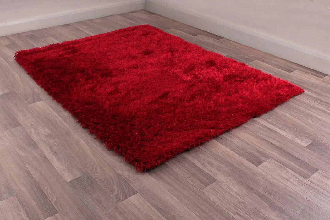 URCO boston red Red Living Room Shaggy Rug.