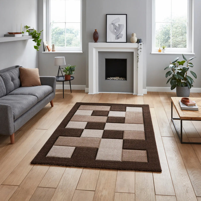 Think Rugs brooklyn brk04 brown beige Brown, Beige Living Room Rug.
