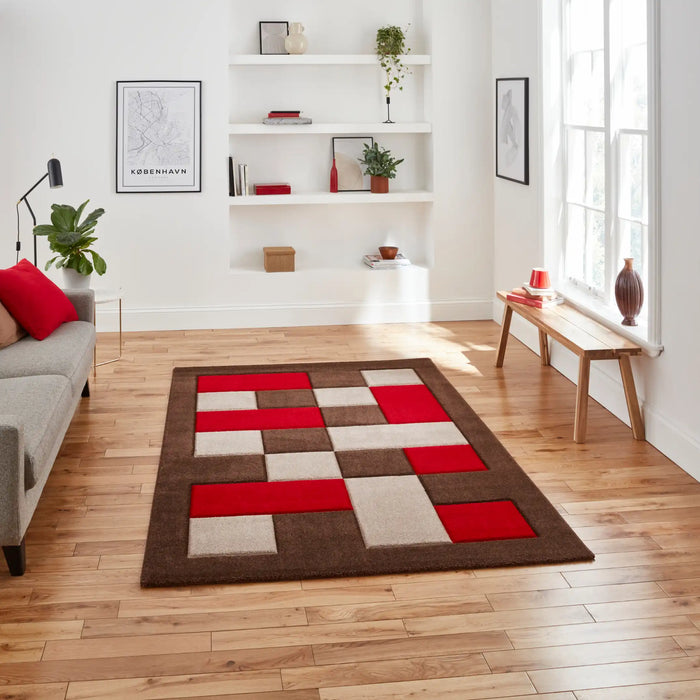 Think Rugs brooklyn brk04 brown red Brown, Red Living Room Rug.