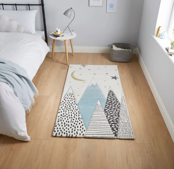 Think Rugs brooklyn kids 22707 blue Blue, Ivory, Multicoloured Bedroom Rug.
