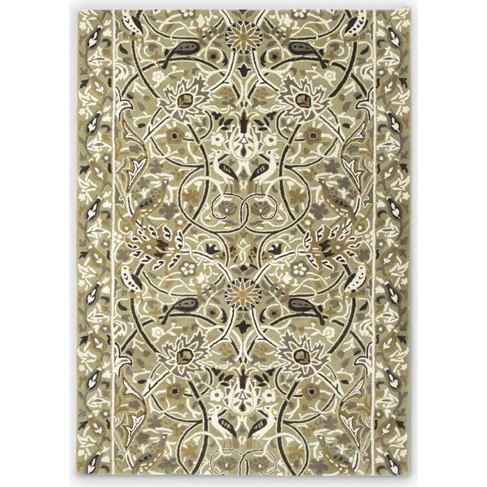 Morris & Co morris and co bullerswood stone mustard 127301 Yellow, Multicoloured Living Room Wool Rug.
