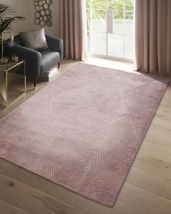 Clarke & Clarke blaize blush Pink Living Room Geometric Rug.