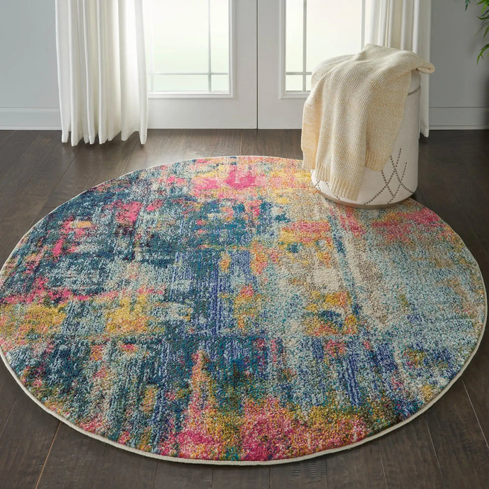 Nourison celestial ces09 blue yellow Blue, Multicoloured Living Room  Rug.