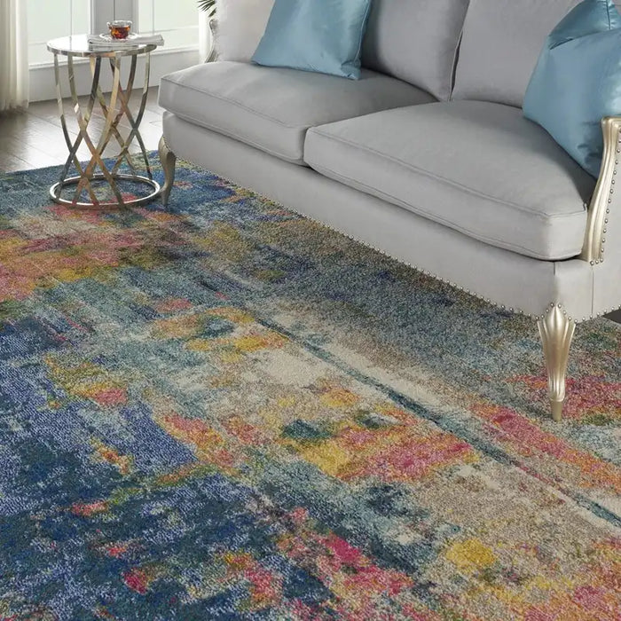 Nourison celestial ces09 blue yellow Blue, Multicoloured Living Room  Rug.