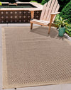 Serdim Rugs harper outdoor check jute Brown Living Room Natural Fibre Rug.