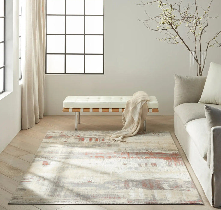 Calvin Klein ck005 enchanting ech02 grey rust Grey, Multicoloured, Red Living Room Rug.