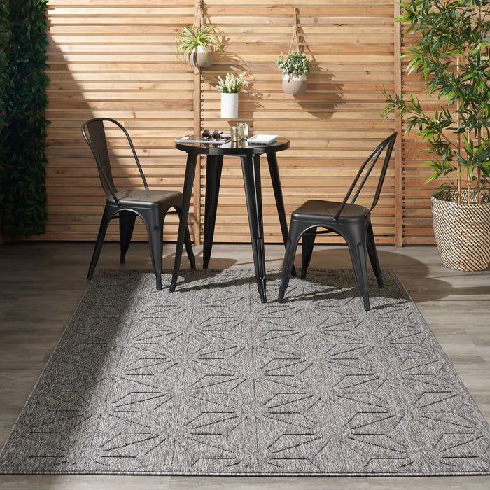 Nourison cozumel outdoor czm01 dark grey Grey Living Room Geometric Rug.
