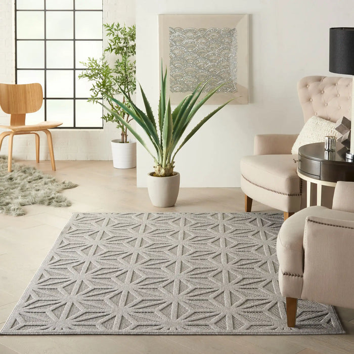 Nourison cozumel outdoor czm01 light grey Grey Living Room Geometric Rug.