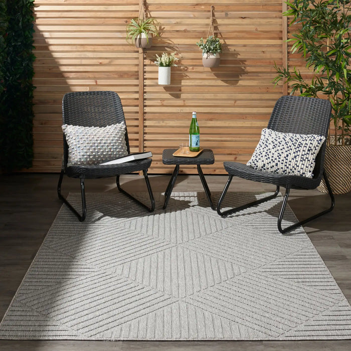 Nourison cozumel outdoor czm05 light grey Grey Living Room Geometric Rug.