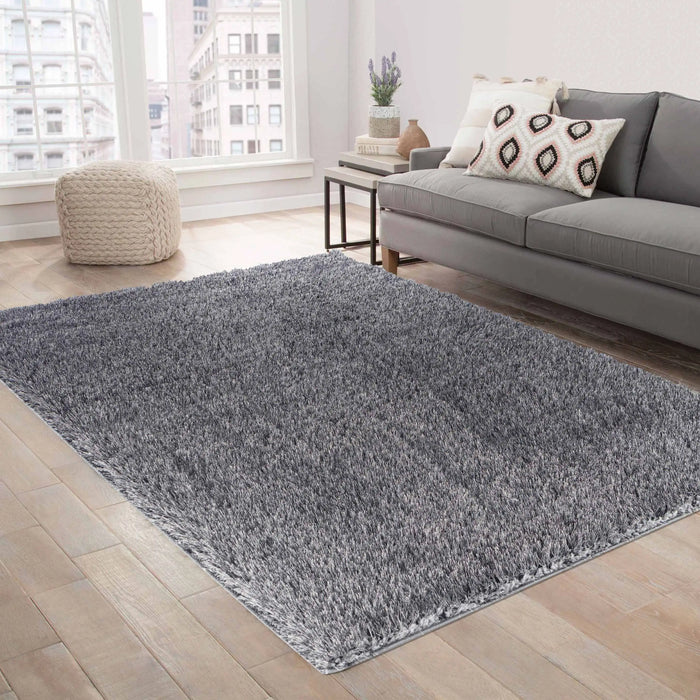 Serdim Rugs california 600 dark grey Grey Living Room Shaggy Rug.