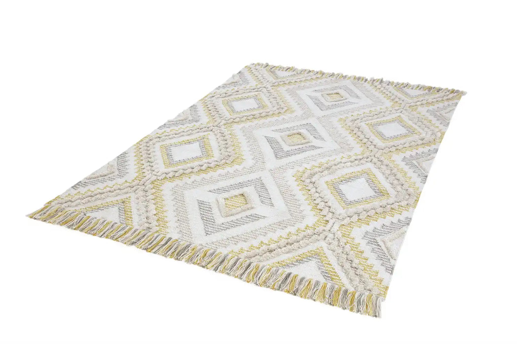 Asiatic carlton mustard Yellow Living Room Geometric Rug.