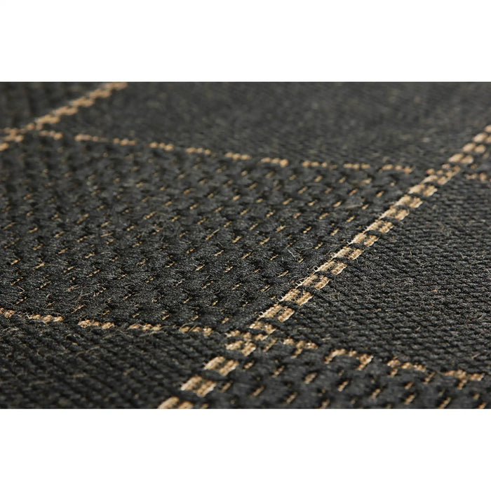 checked flatweave black    Rug.