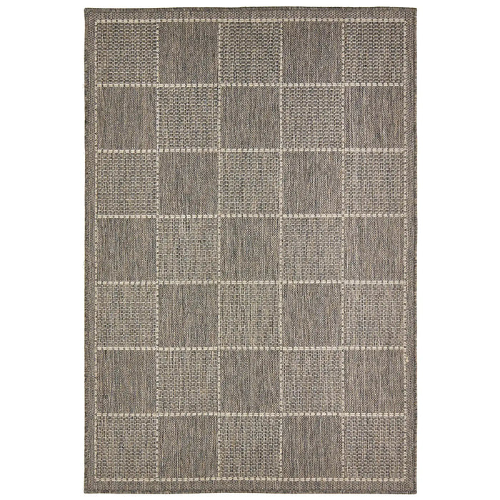 Oriental Weavers checked flatweave grey Brown, Grey Outdoor  Flat Weave Rug.