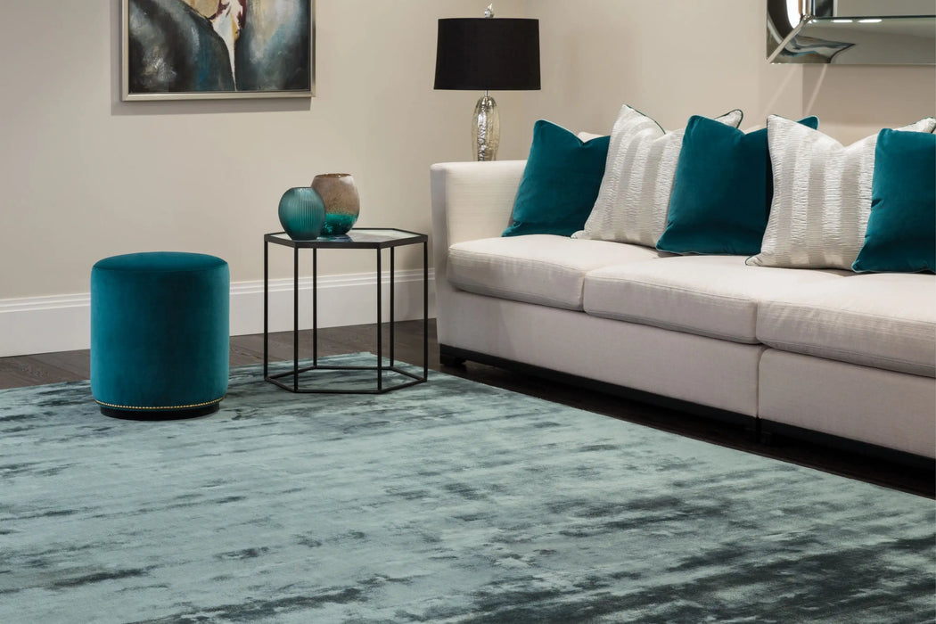 Asiatic chrome petrol Blue Living Room Rug.