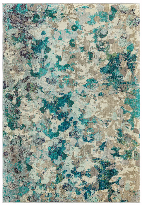 Asiatic colores cloud co03 ethereal Blue, Multicoloured Living Room Rug.