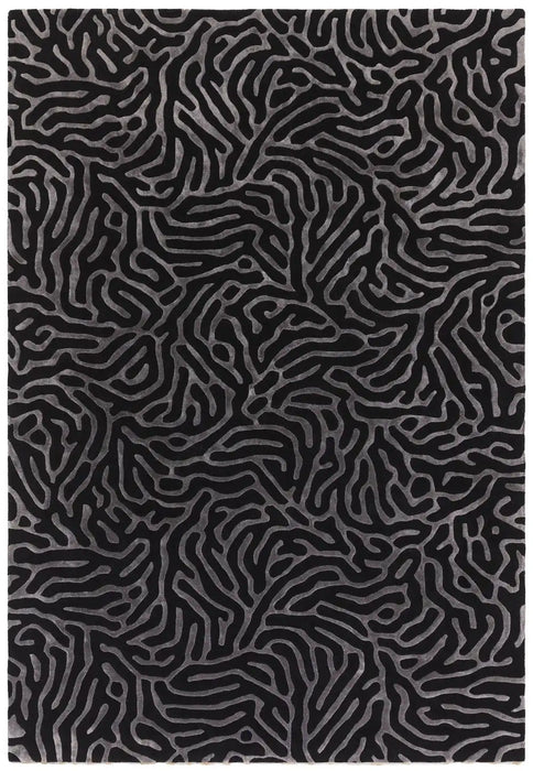 Asiatic katherine carnaby coral gunmetal Grey, Black Living Room Geometric Rug.