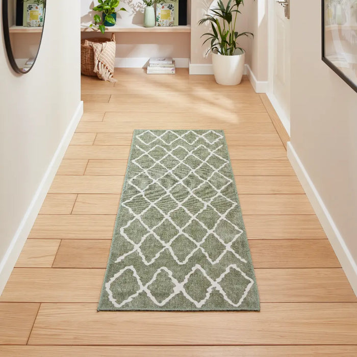 Coral H1060 Green Berber Washable Rug