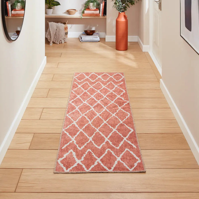 Coral H1060 Orange Berber Washable Rug