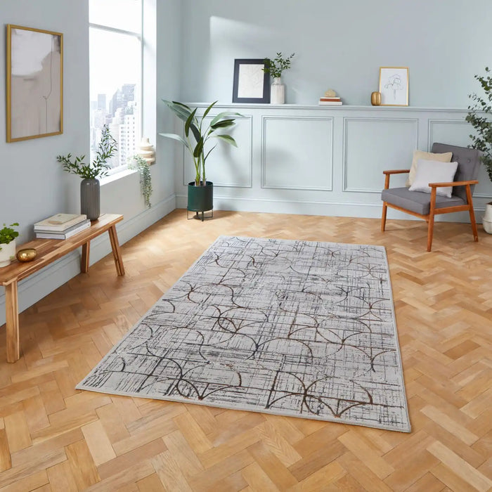 Think Rugs creation g2851 grey multi Grey Living Room Floral Rug.