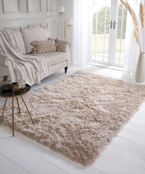 URCO dazzle urco natural Beige Living Room Shaggy Rug.