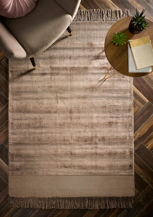 Origins delano fringe mink Brown Living Room Rug.