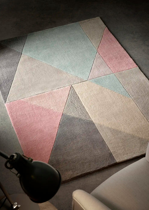 Origins design matters pink grey blue Blue, Grey, Pink Living Room Geometric Rug.