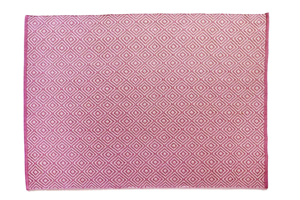 Origins hug rug woven diamond coral pink Pink Living Room Flat Weave Rug.
