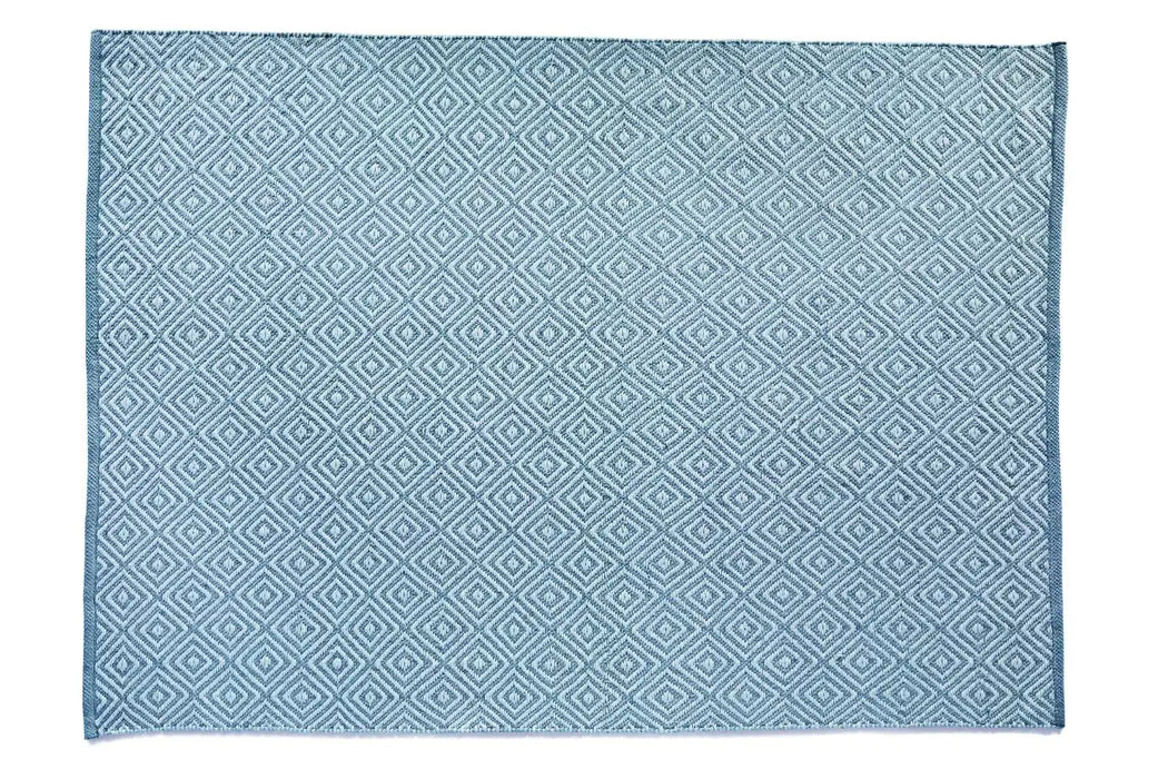 Origins hug rug woven diamond denim Blue Living Room Flat Weave Rug.
