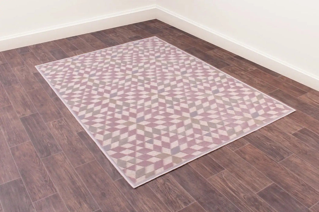 Prestige dimensions 808 rose Multicoloured, Pink Living Room Geometric Rug.
