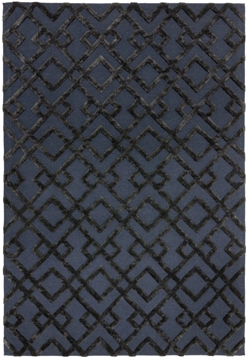 Asiatic dixon black trellis Black Living Room Wool Rug.