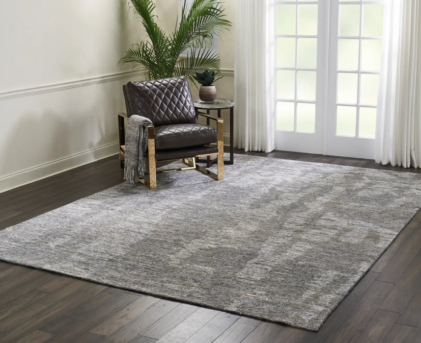Nourison ellora ell03 slate Grey Living Room Geometric Rug.