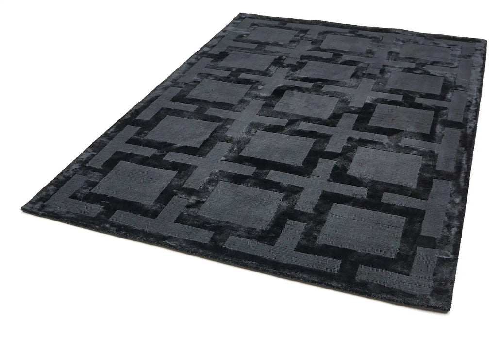 Asiatic eaton black Black Living Room Geometric Rug.