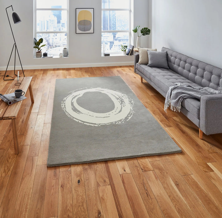 Think Rugs think elements el1095 grey Grey, Ivory Wool Rug.