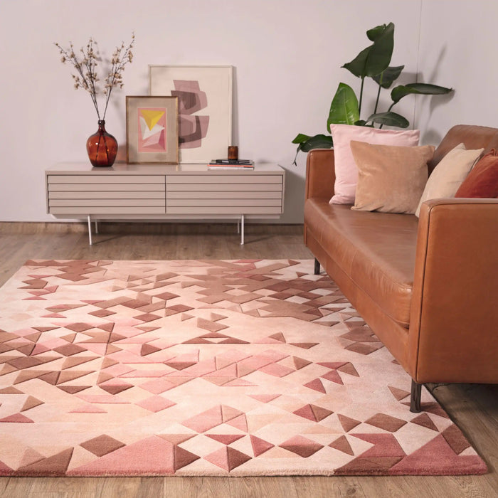 Asiatic enigma rose multi Multicoloured, Pink Living Room Wool Rug.