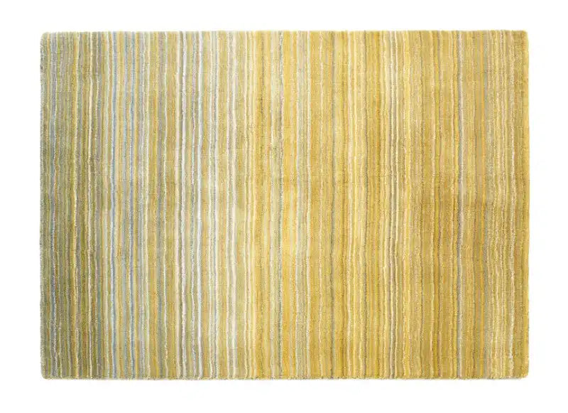 Origins fine stripe ochre yellow Yellow Living Room Wool Rug.