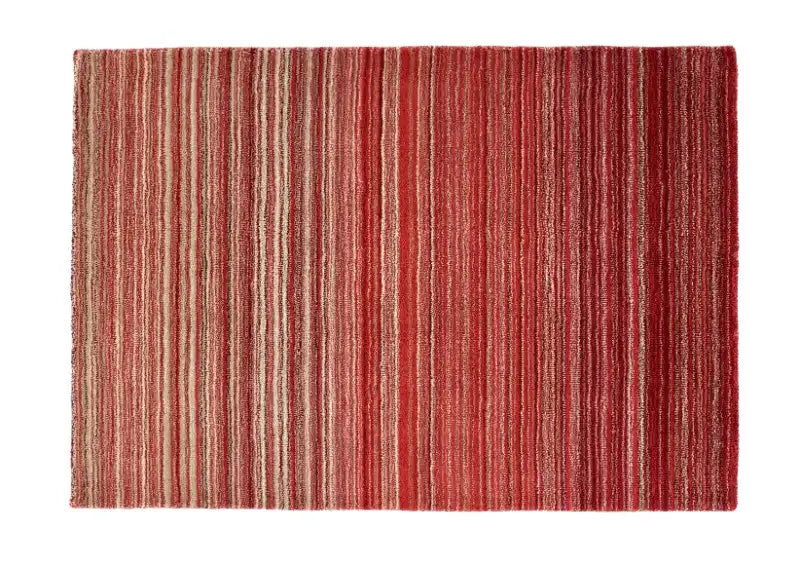 Origins fine stripe red Red Living Room Wool Rug.
