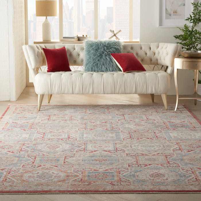 Nourison Delivered in 6 weeks USA homestead hms02 blue brick Blue, Multicoloured, Orange Living Room Rug.