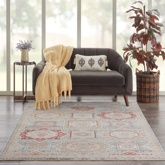 Nourison Delivered in 6 weeks USA homestead hms02 blue multi Blue, Multicoloured Living Room Rug.