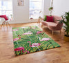 Think Rugs havana think 2349 green pink Green, Pink Living Room Floral Rug.