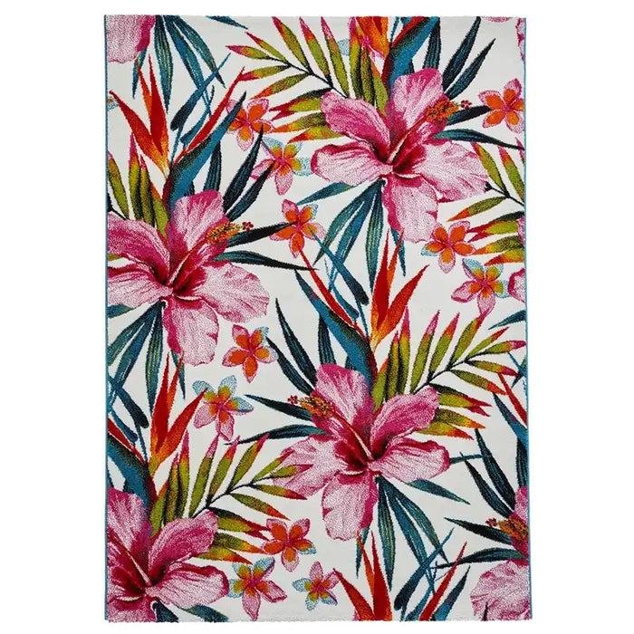 Think Rugs havana think 9574 multi Ivory, Multicoloured, Pink Living Room Floral Rug.