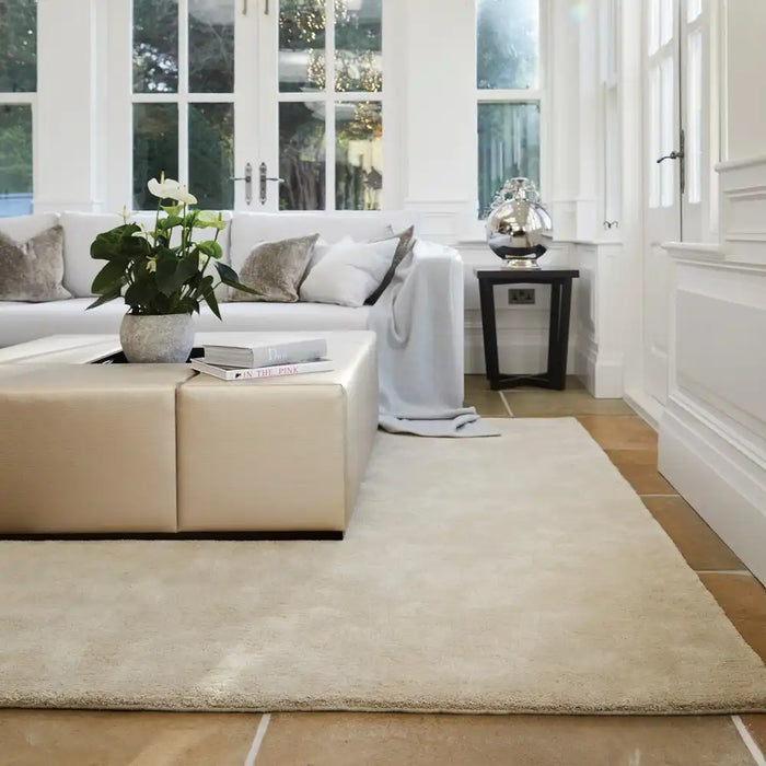 Rug Guru hush pebble Brown Living Room Wool Rug.