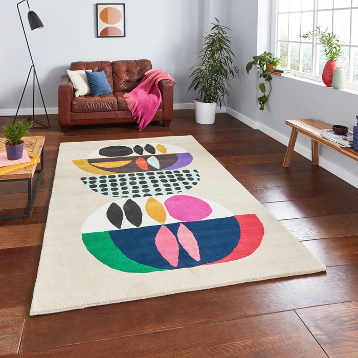 Think Rugs inaluxe neon ix11 Ivory, Multicoloured Wool Rug.