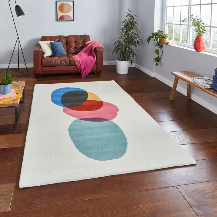 Think Rugs inaluxe transmission ix12 Ivory, Multicoloured Wool Rug.