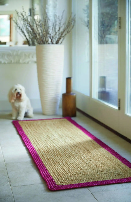 Origins origins jute raspberry Purple Outdoor Flat Weave Rug.
