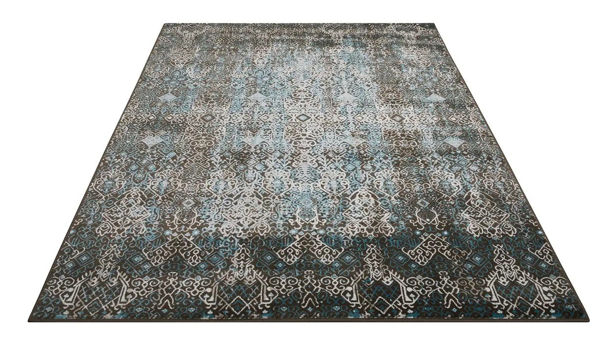 Nourison karma nourison krm04 blue Blue Living Room Rug.