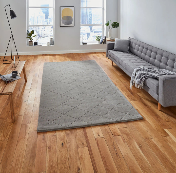 Think Rugs kasbah kb2025 grey Grey Living Room Wool Rug.