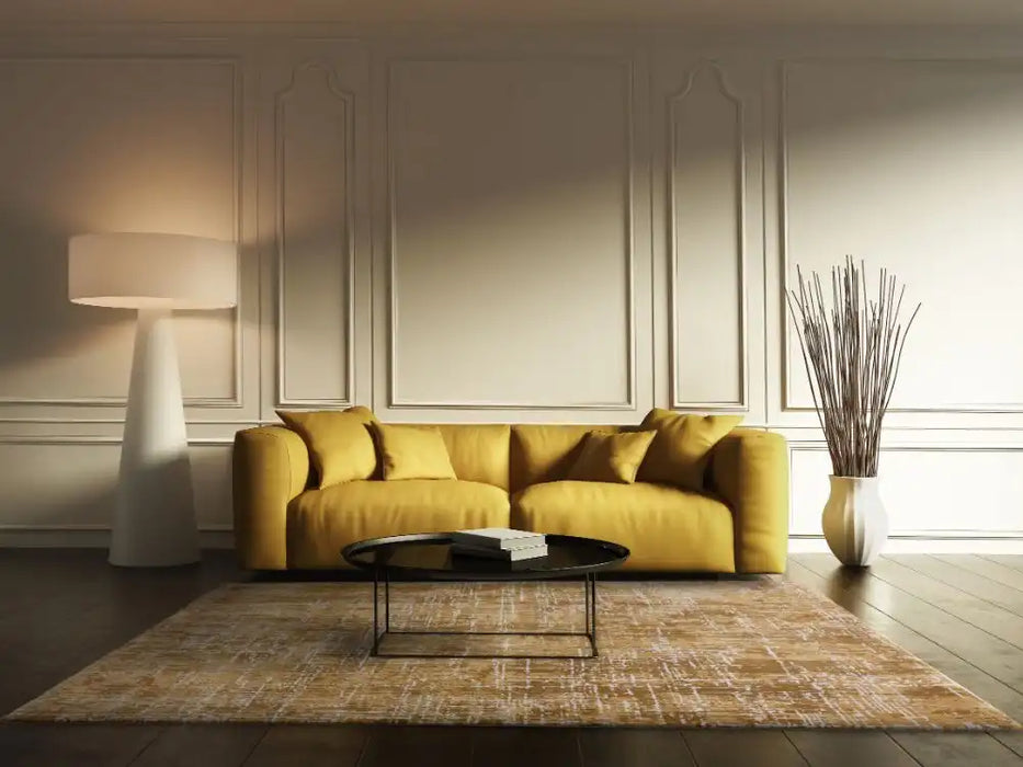 Asiatic kuza abstract gold Yellow Living Room Rug.