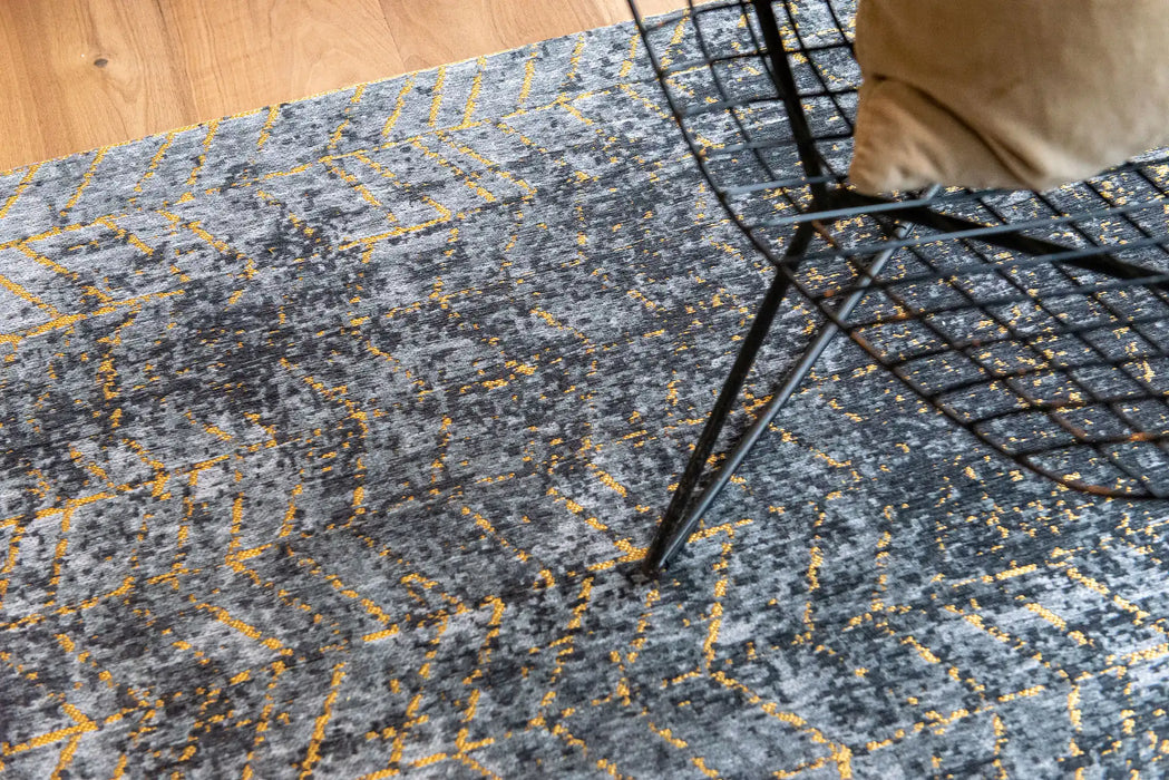 Louis de Poortere mad men jacobs ladder 8422 broadway glitter Grey, Multicoloured Living Room Flat Weave Rug.