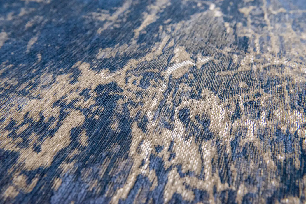 Louis de Poortere mad men cracks 8629 abyss blue Blue, Grey Living Room Flat Weave Rug.