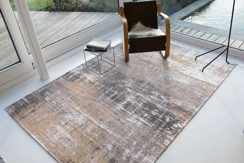 Louis de Poortere atlantic streaks 8717 parsons powder Grey, Orange Living Room Flat Weave Rug.